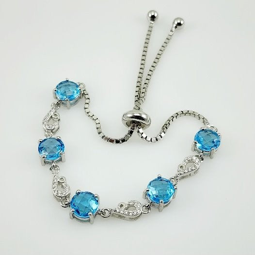 Pulsera de topacio azul y cubic zirconia