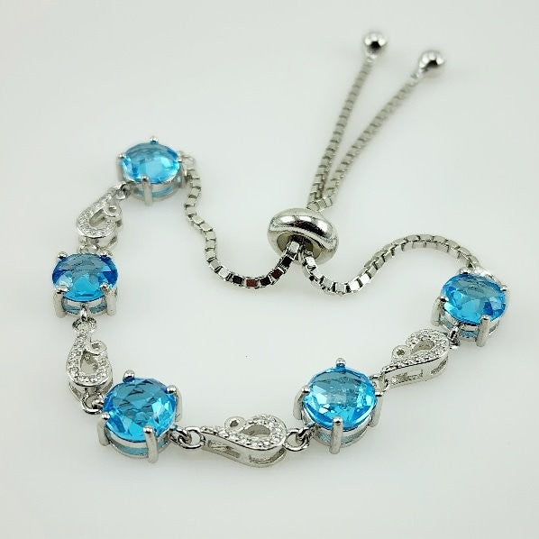 Pulsera de topacio azul y cubic zirconia