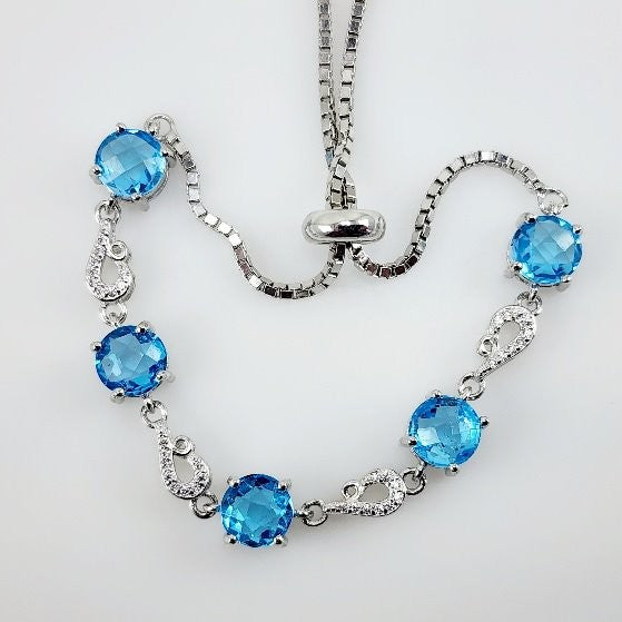 Pulsera de topacio azul y cubic zirconia
