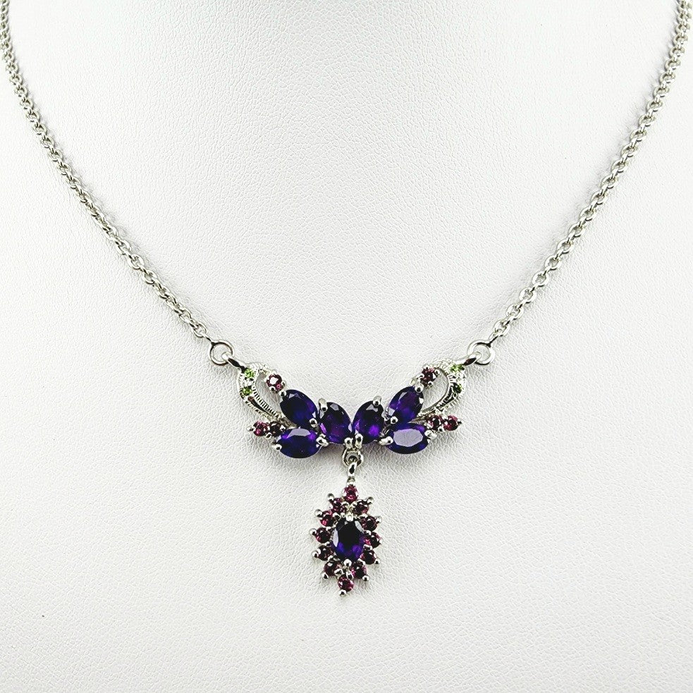 Gargantilla de Amatista, granate rodolita y peridoto