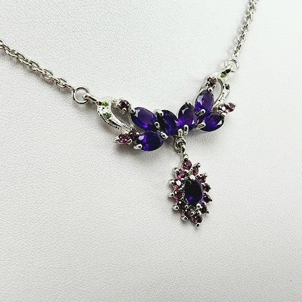 Gargantilla de Amatista, granate rodolita y peridoto