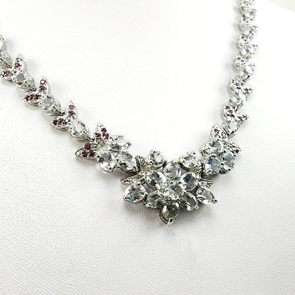 Gargantilla de Topacio Blanco y granate rodolita