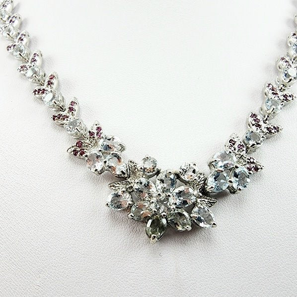 Gargantilla de Topacio Blanco y granate rodolita