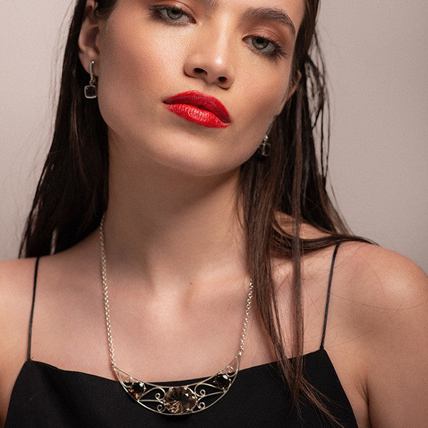 Gargantilla de Cuarzo Humado o Fumé