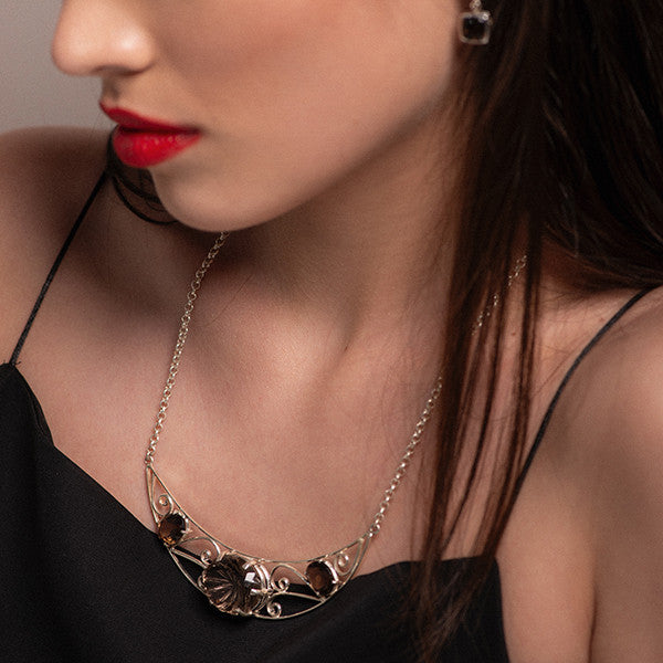 Gargantilla de Cuarzo Humado o Fumé