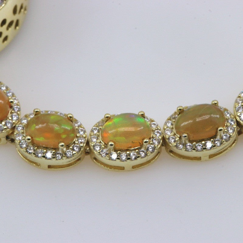 Reloj de Ópalo Welo y Cubic zirconia con baño en oro 18k