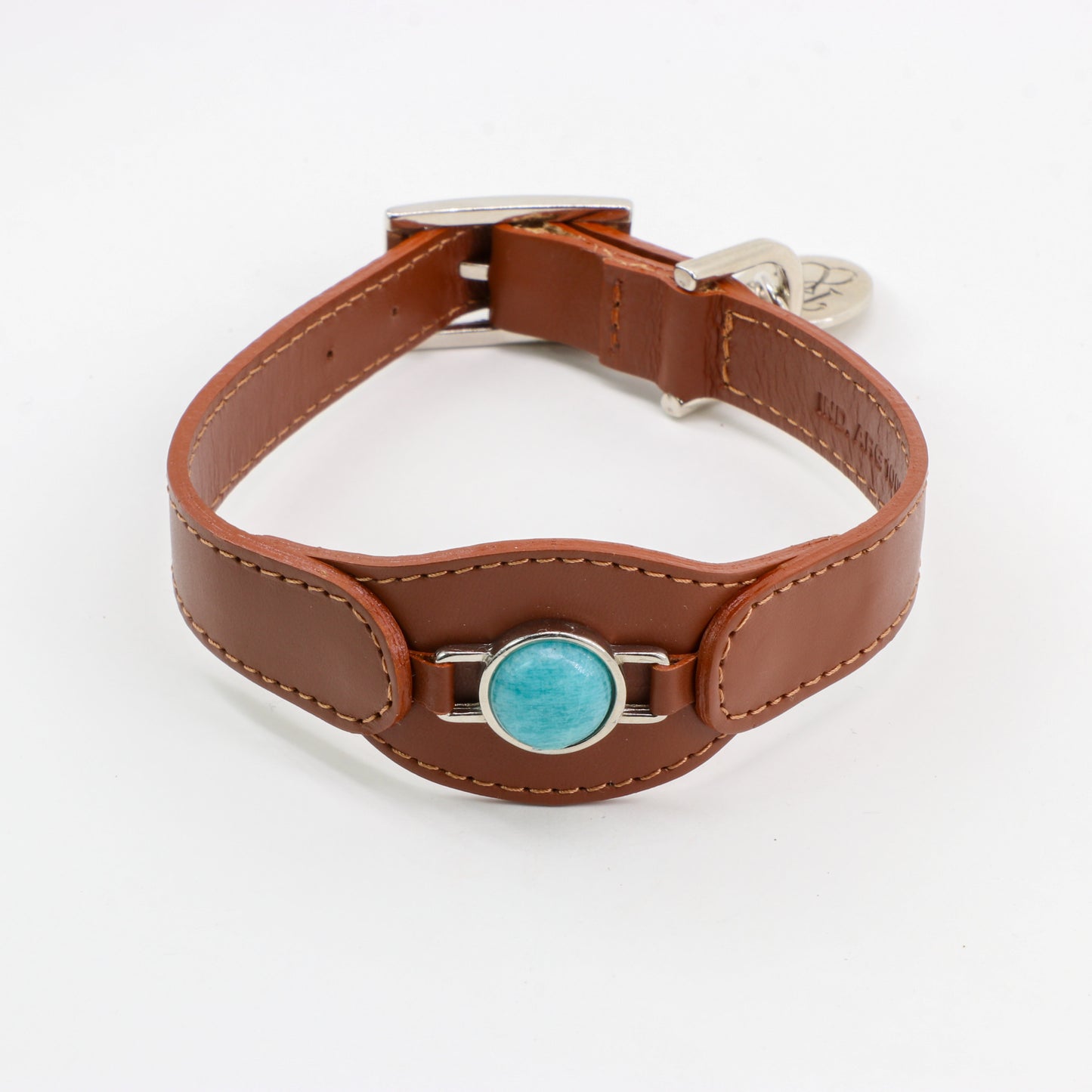 CONJUNTO PARA MASCOTAS DE COLLAR AMAZONITA, CORREA Y ESTUCHE PORTA BOLSAS – MEDIDA M