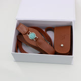 CONJUNTO PARA MASCOTAS DE COLLAR AMAZONITA, CORREA Y ESTUCHE PORTA BOLSAS – MEDIDA M