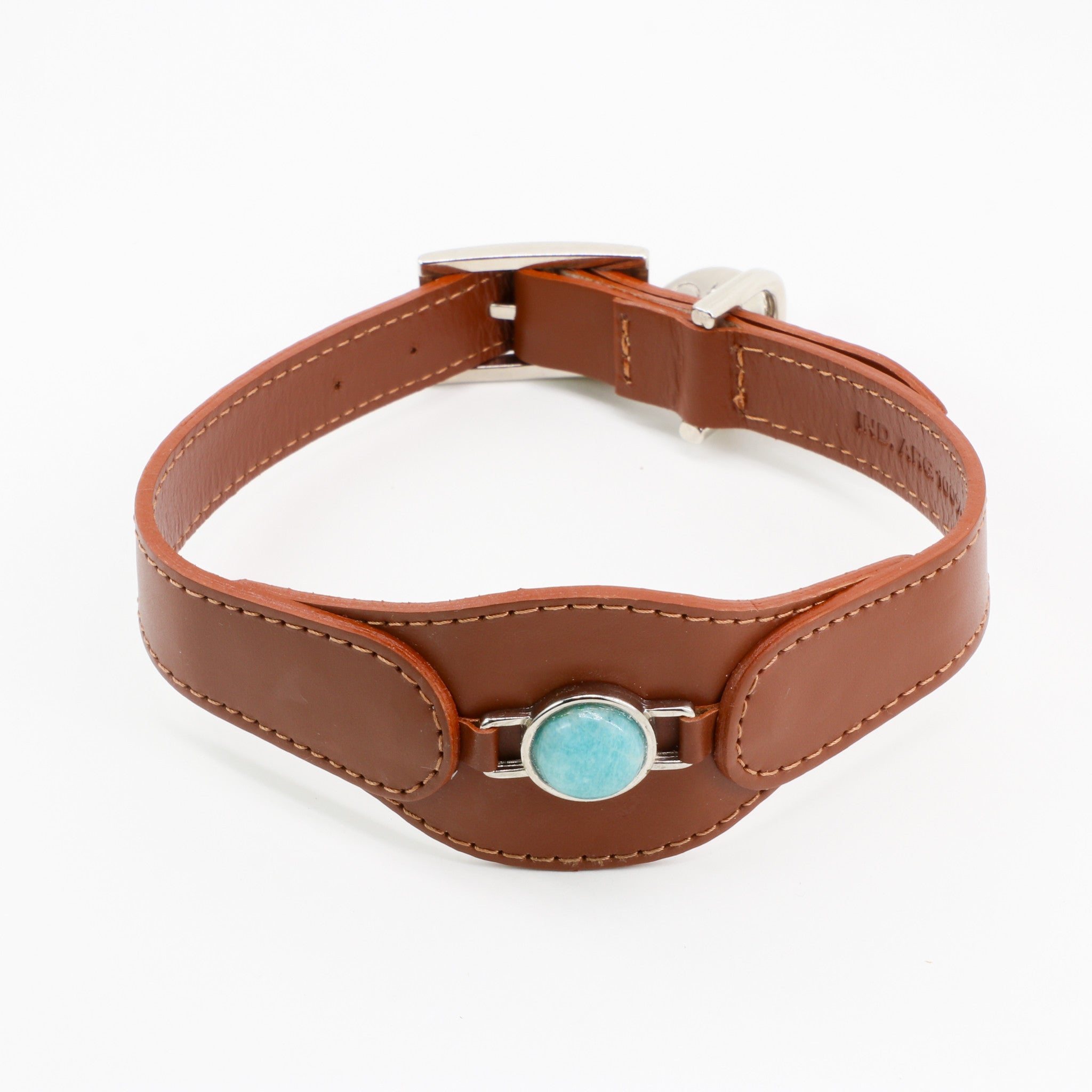 CONJUNTO PARA MASCOTAS DE COLLAR AMAZONITA, CORREA Y ESTUCHE PORTA BOLSAS – MEDIDA L