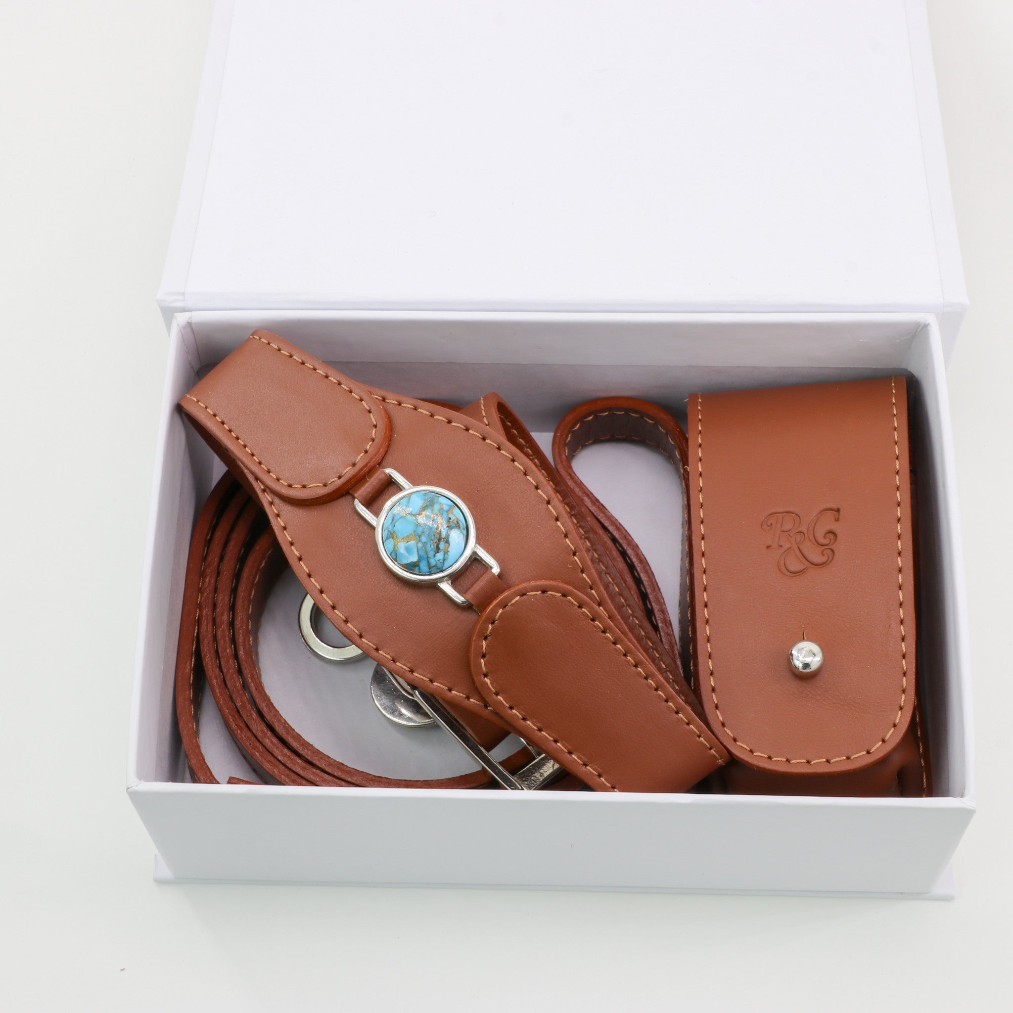 CONJUNTO PARA MASCOTAS DE COLLAR TURQUESA, CORREA Y ESTUCHE PORTA BOLSAS – MEDIDA L