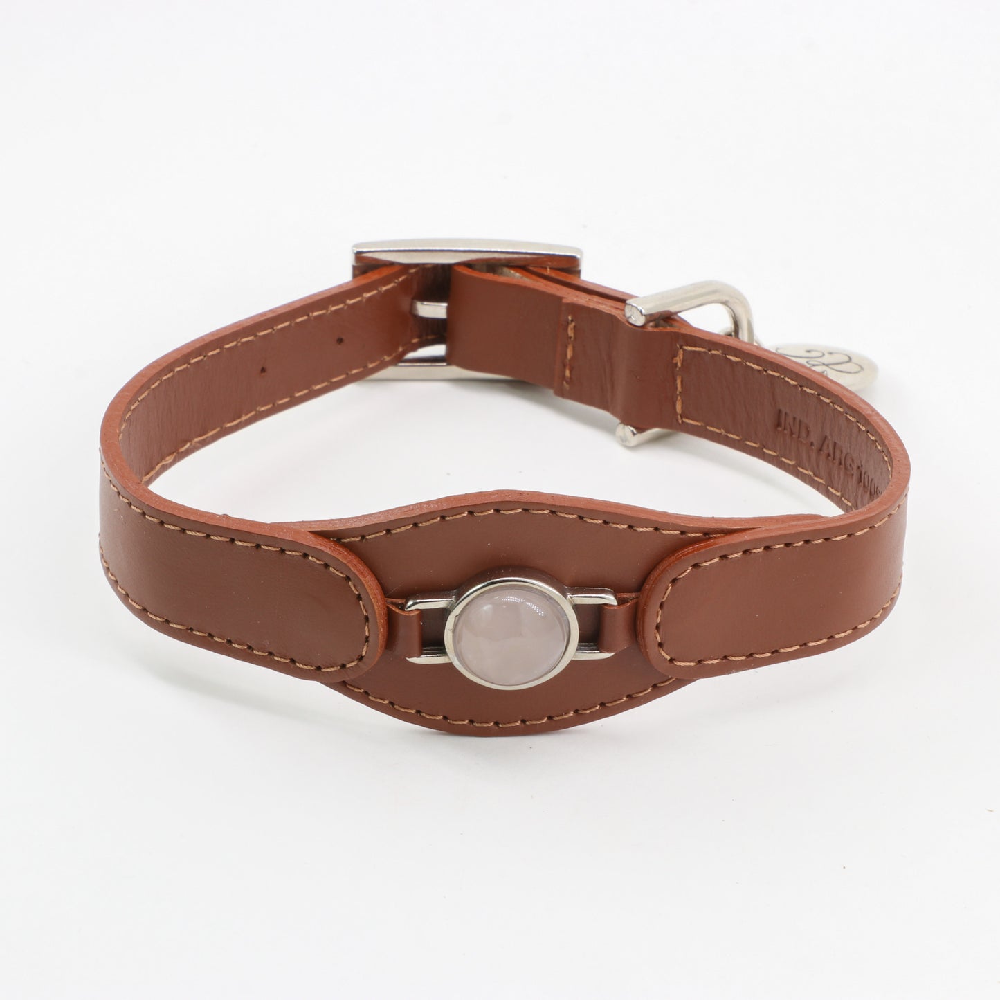 COLLAR CON CUARZO ROSA PARA MASCOTAS - MEDIDA M