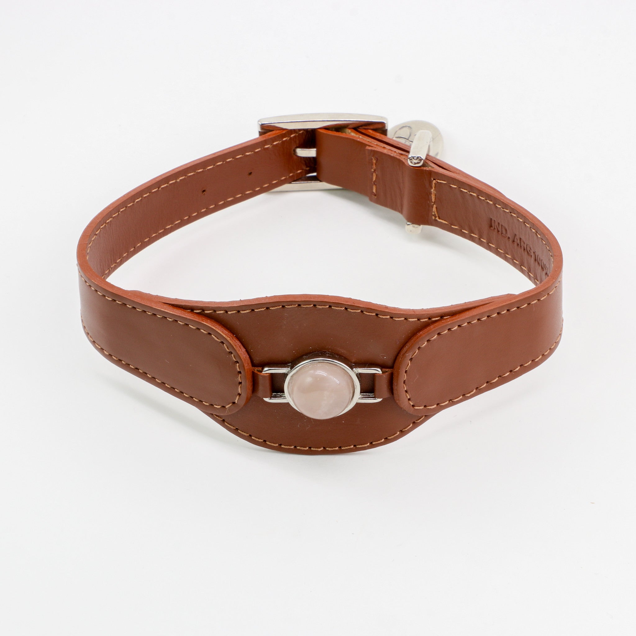 COLLAR CON CUARZO ROSA PARA MASCOTAS - MEDIDA L