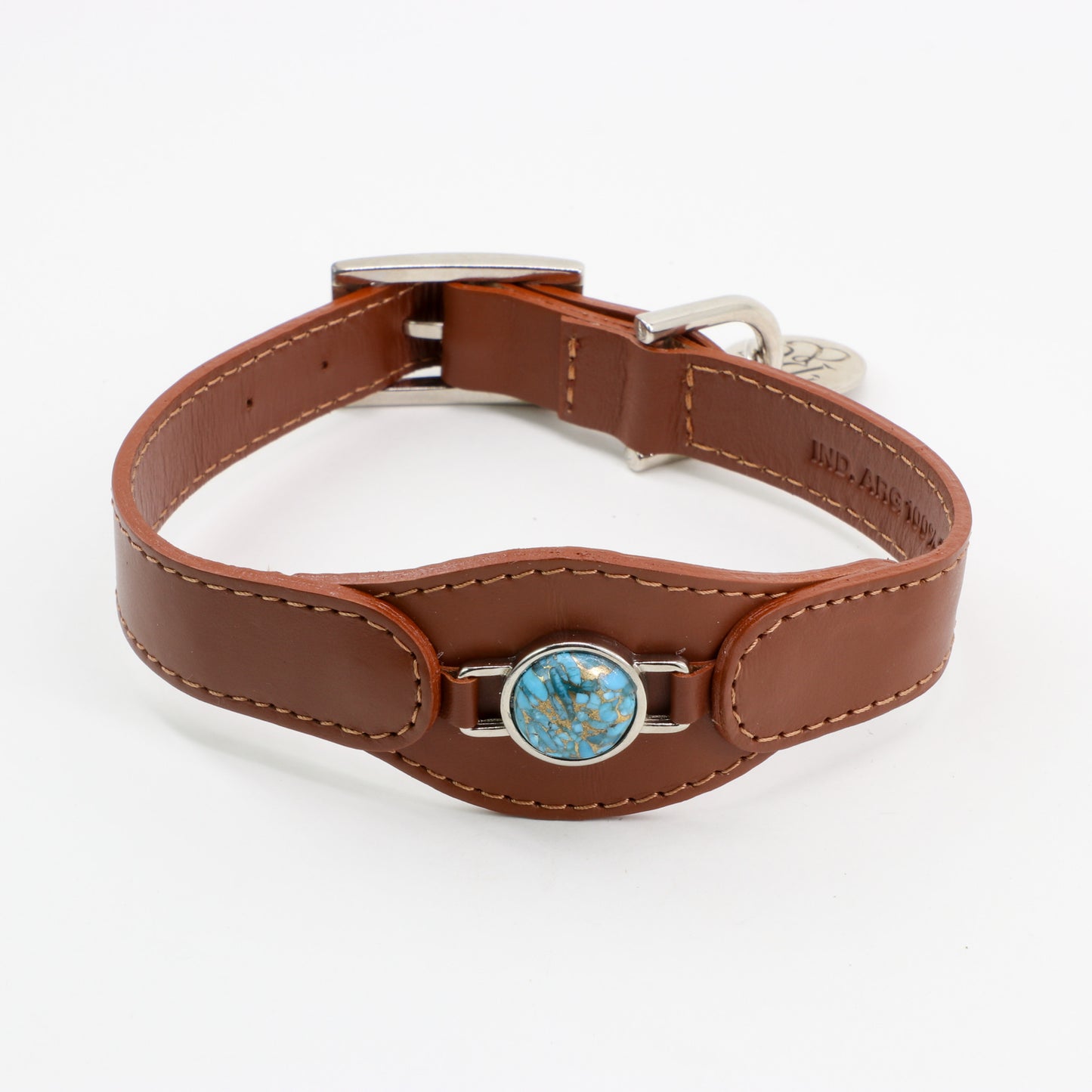 COLLAR CON TURQUESA  PARA MASCOTAS - MEDIDA M