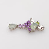 Dije de plata en forma de libélula con gemas naturales moradas, verdes y blancas - Rocas & Cristales