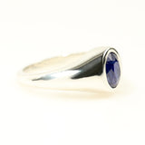 Anillo de zafiro azul en plata 950