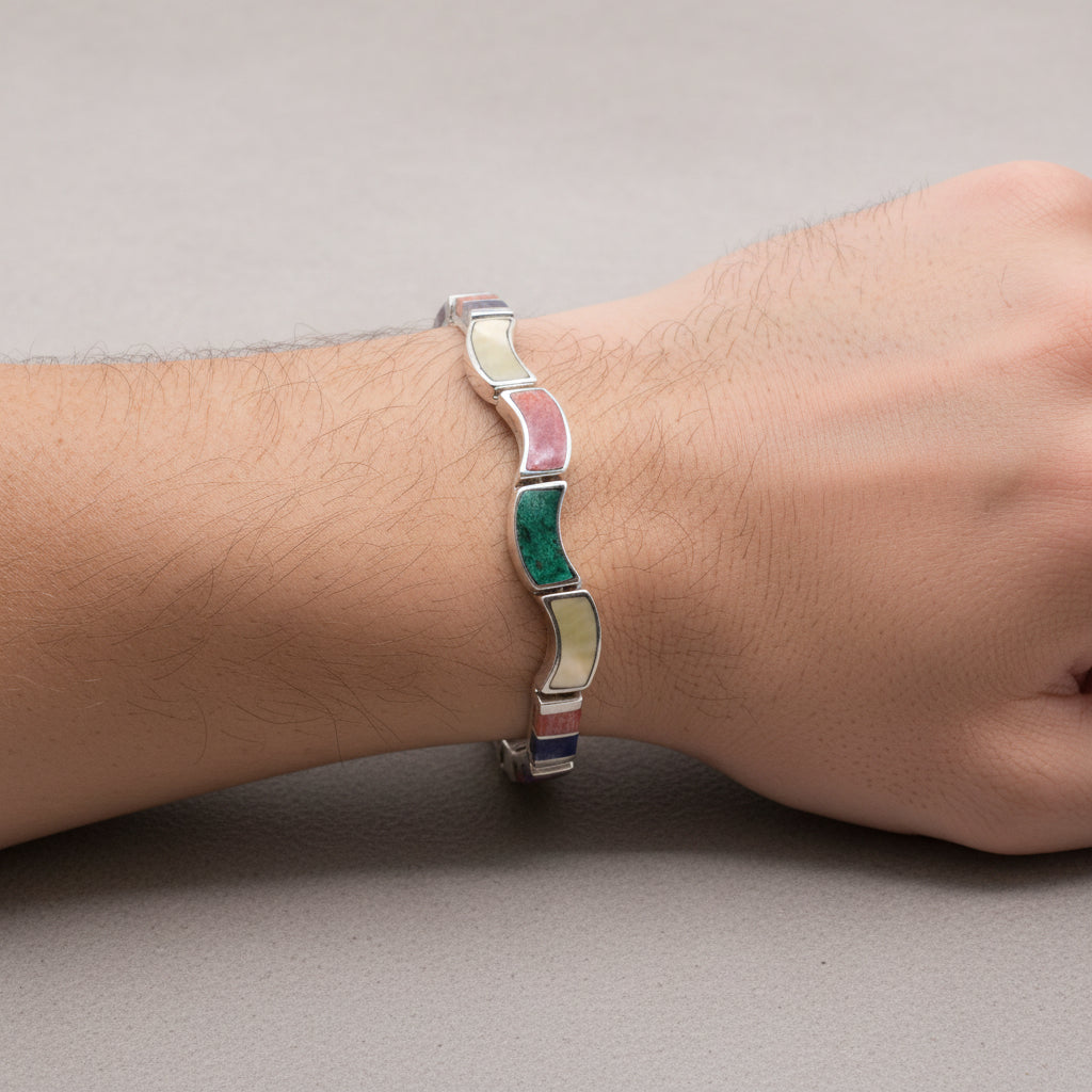 Pulsera de Nacar, Malaquita, Rodonita, Turquesa y Lapislazuli
