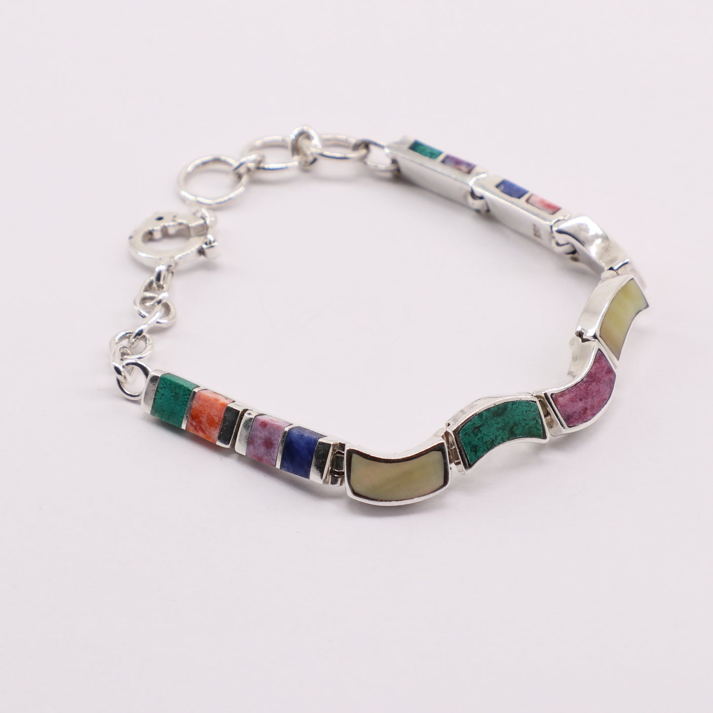 Pulsera de Nacar, Malaquita, Rodonita, Turquesa y Lapislazuli