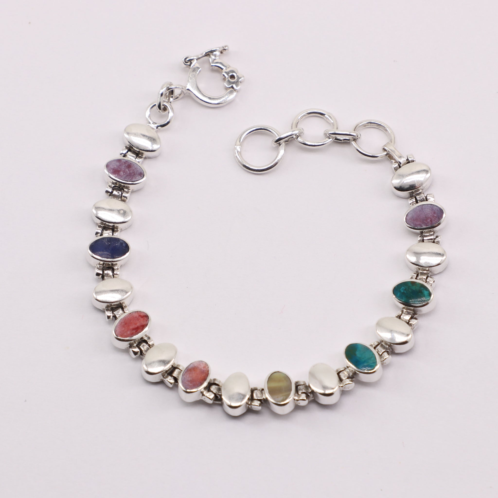 Pulsera de Nacar, Malaquita, Rodonita, Turquesa y Lapislazuli