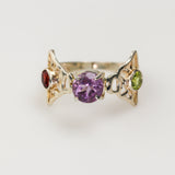 Amethyst, Citrine & Peridot Ring in Rhodium-Plated Silver, Size 15 | Rocas & Cristales