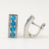 Hoop Earrings in 925 Silver with Apatite and Cubic Zirconia | Rocas & Cristales