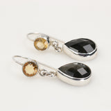 Aros de Obsidiana dorada y citrino en Plata 950 | Rocas & Cristales