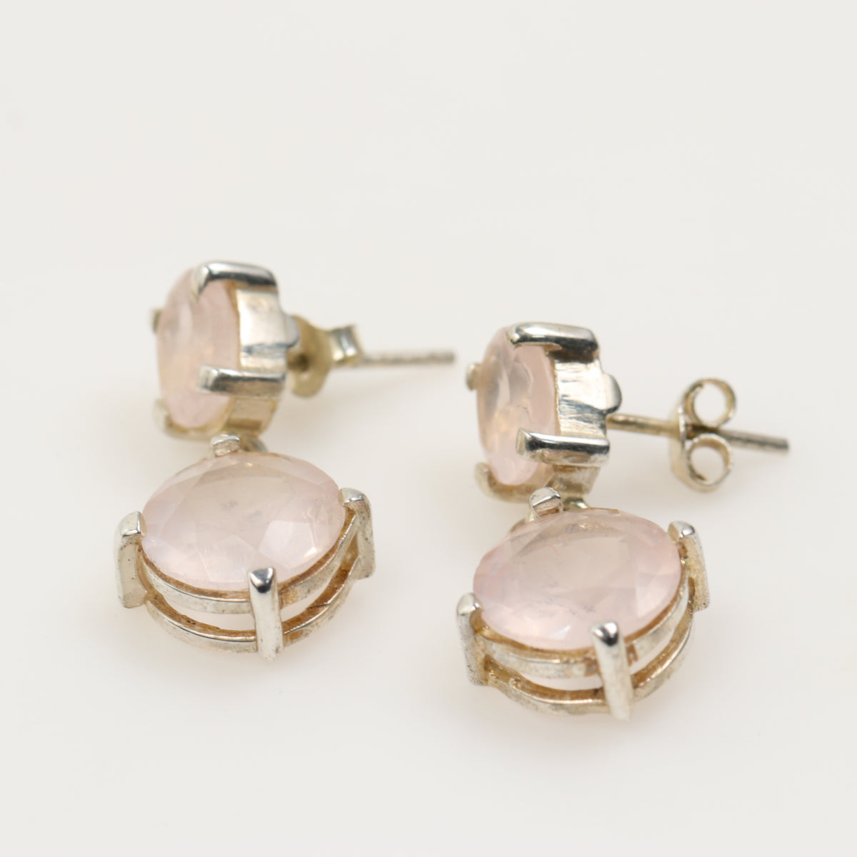 Aros de  Cuarzo Rosa en Plata 950 | Rocas & Cristales