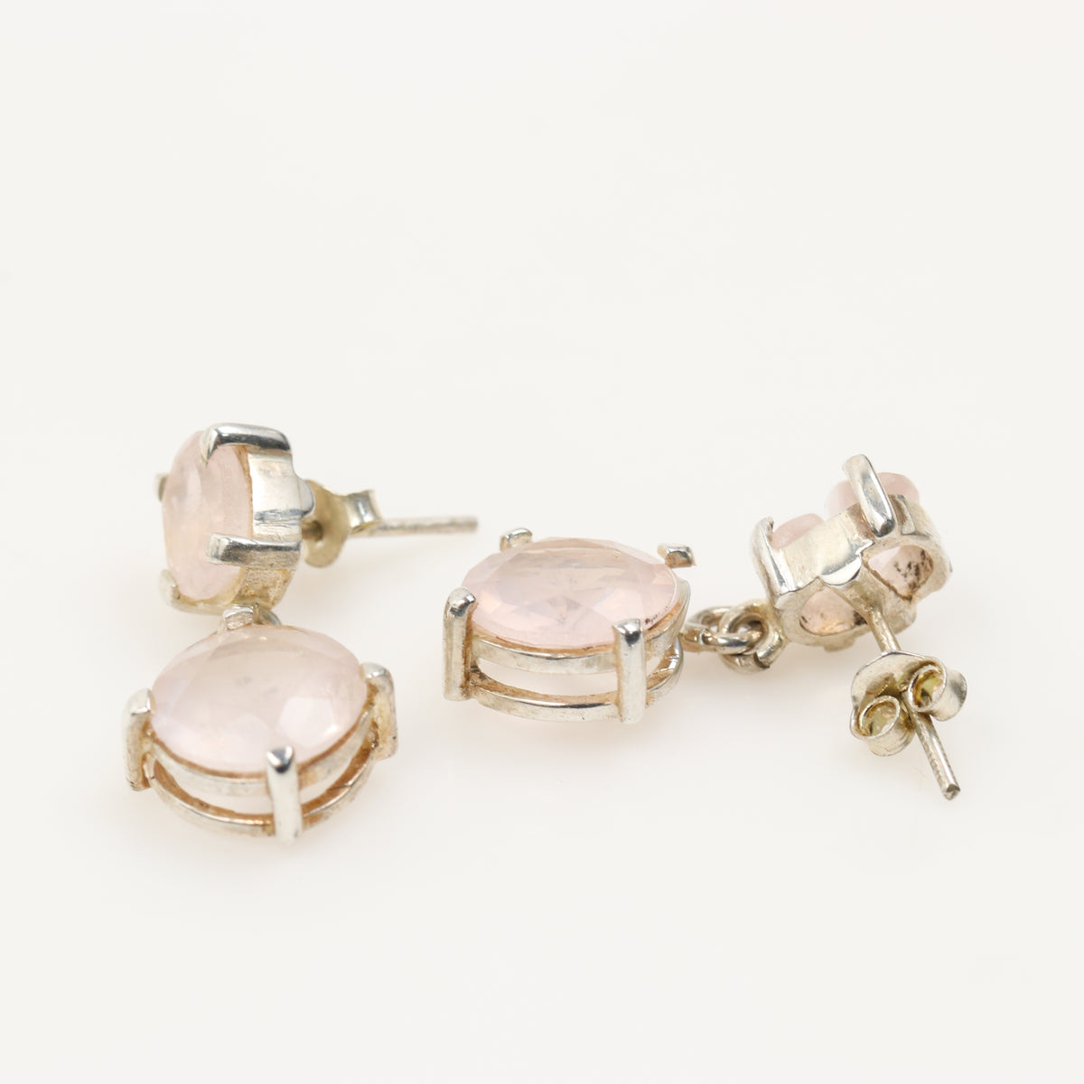 Aros de  Cuarzo Rosa en Plata 950 | Rocas & Cristales