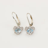 Aros de Topacio Azul Cuadrado Moño Zirconia en Plata 925 | Rocas & Cristales