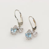 Aros de Topacio Azul Cuadrado Moño Zirconia en Plata 925 | Rocas & Cristales