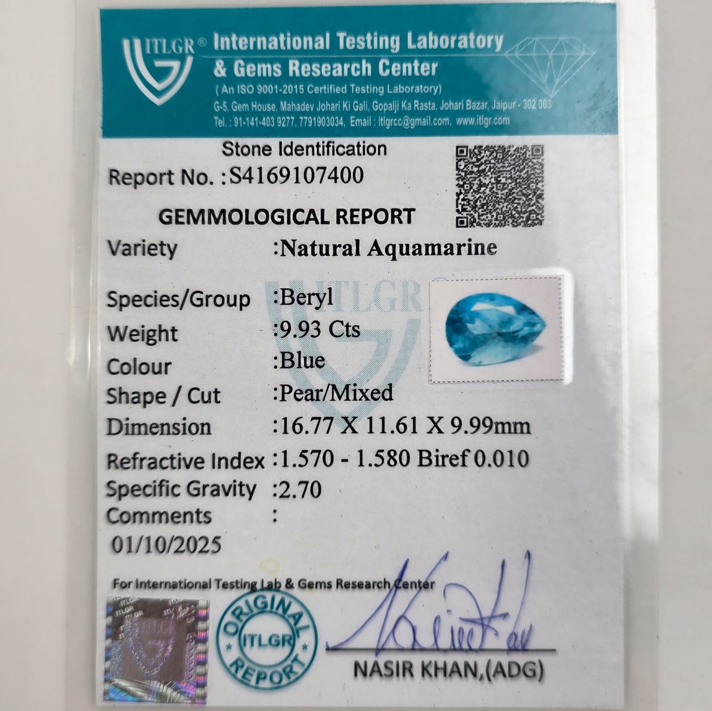 Aquamarine Pendant