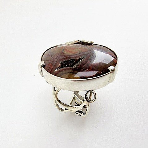 Anillo de Ágata Samyta con geoda de cuarzo - Anillos