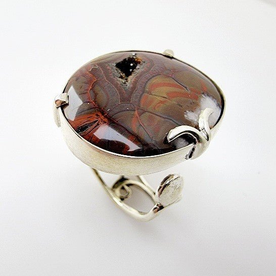 Anillo de Ágata Samyta con geoda de cuarzo - Anillos