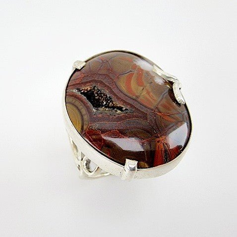 Anillo de Ágata Samyta con geoda de cuarzo - Anillos