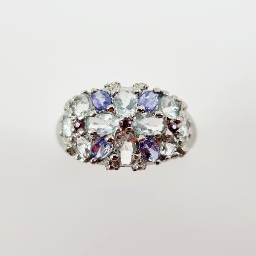 Anillo de Aguamarina, Tanzanita y Granate rodolita - Anillos