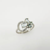 Anillo de Aguamarina y cubic zirconia - Anillos