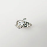 Anillo de Aguamarina y cubic zirconia - Anillos