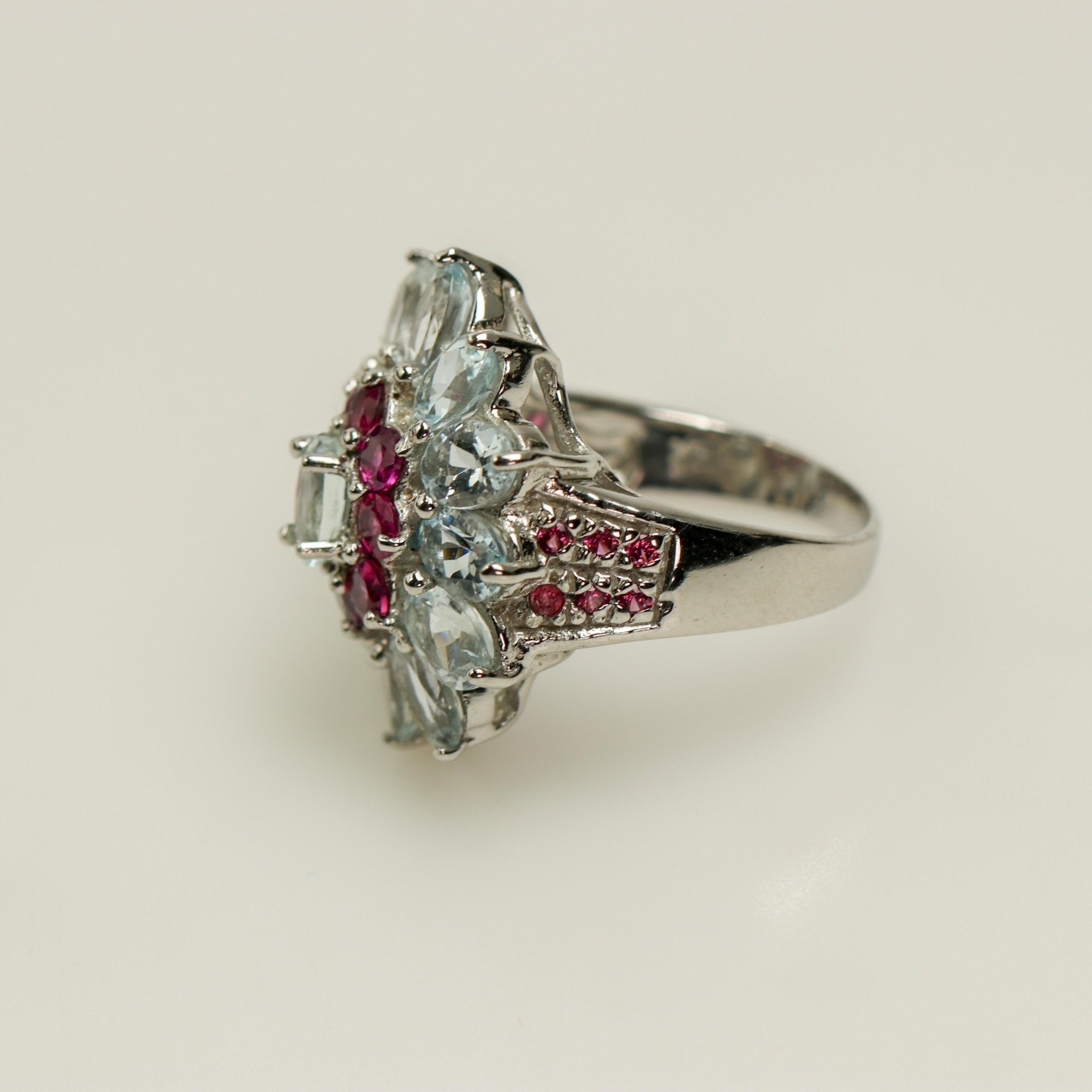 Anillo de Aguamarina y Rodolita - Anillos