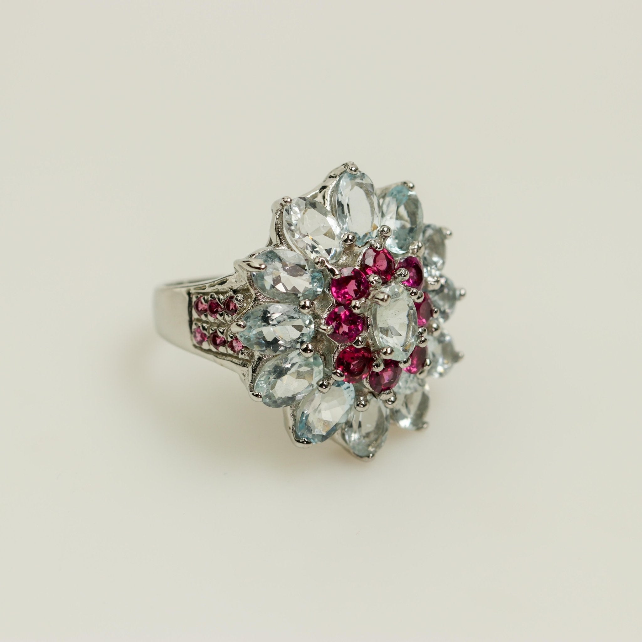 Anillo de Aguamarina y Rodolita - Anillos