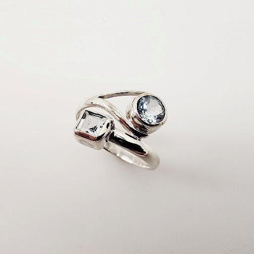 Anillo de Aguamarina y topacio azul - Anillos
