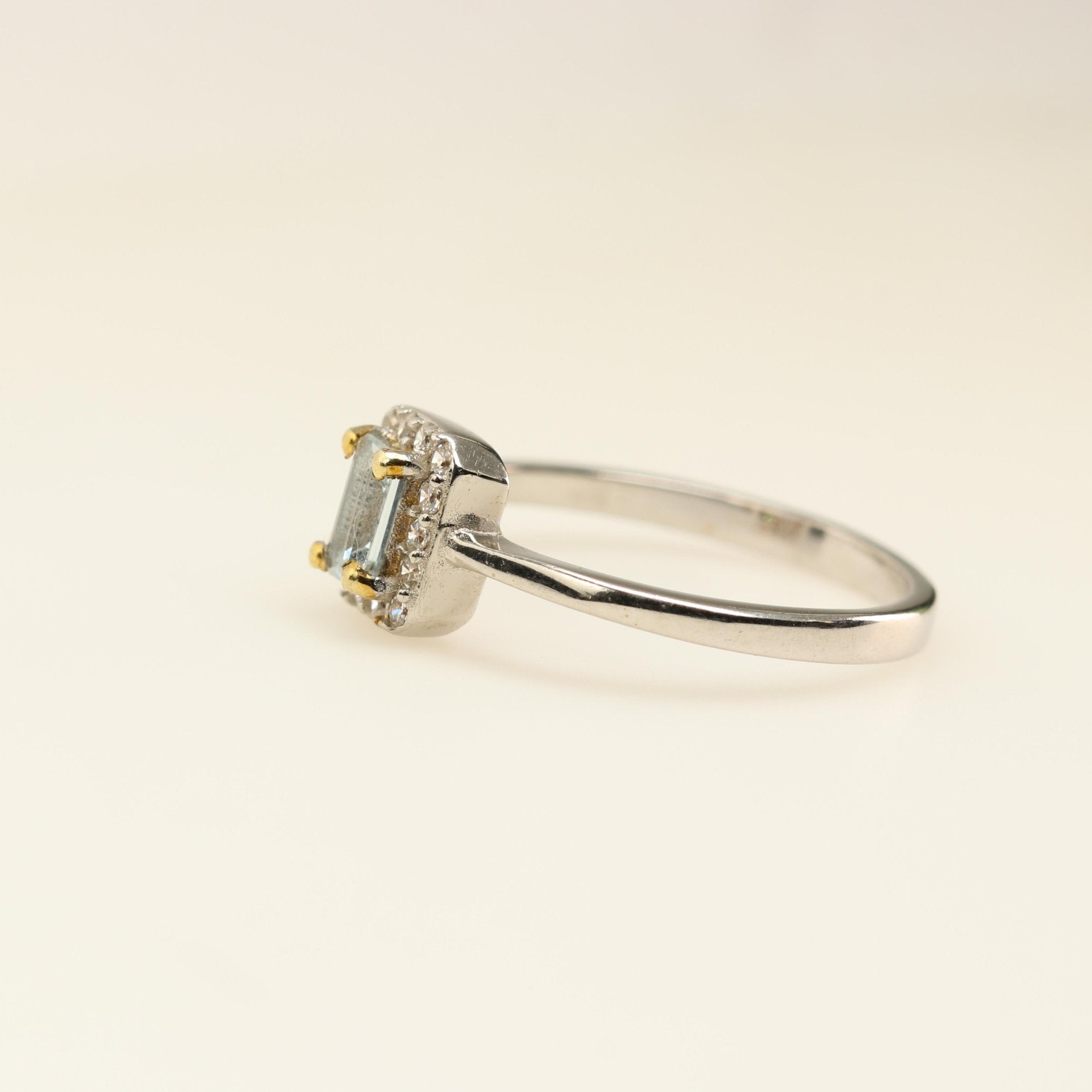Anillo de Aguamarina y zircon natural - Anillos