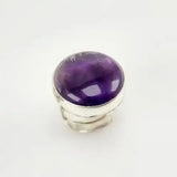 Anillo Regulable de Amatista en Plata 950 con gran cabujón circular violeta - Anillos