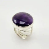 Anillo Regulable de Amatista en Plata 950 con gran cabujón circular violeta - Anillos