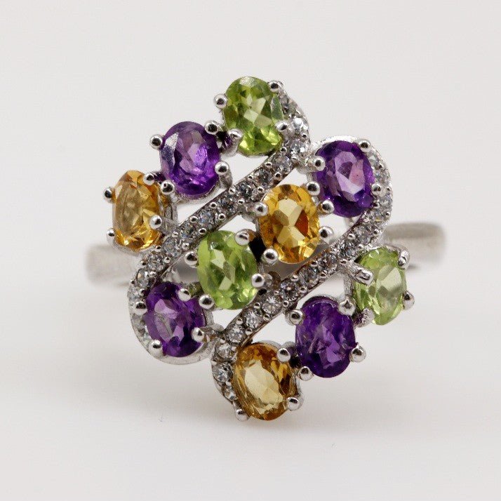 Anillo de Amatista, Citrino, Peridoto y cubic zirconia - Anillos