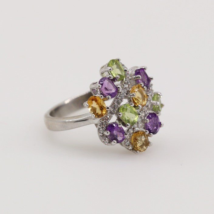 Anillo de Amatista, Citrino, Peridoto y cubic zirconia - Anillos
