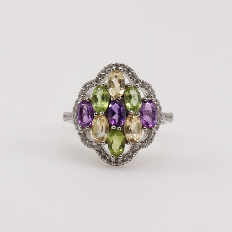 Anillo de Amatista, Citrino, Peridoto y cubic zirconia - Anillos