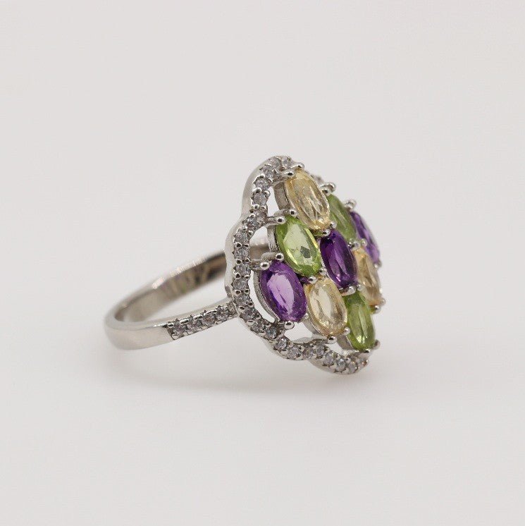 Anillo de Amatista, Citrino, Peridoto y cubic zirconia - Anillos