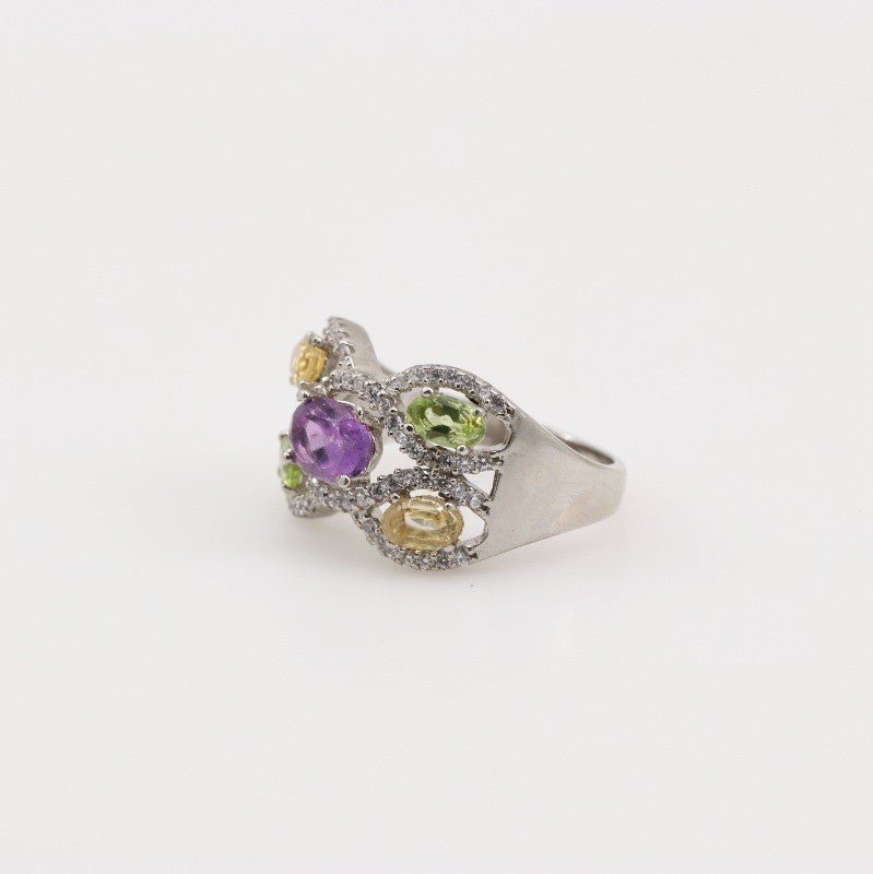 Anillo de Amatista, Citrino, Peridoto y cubic zirconia - Anillos