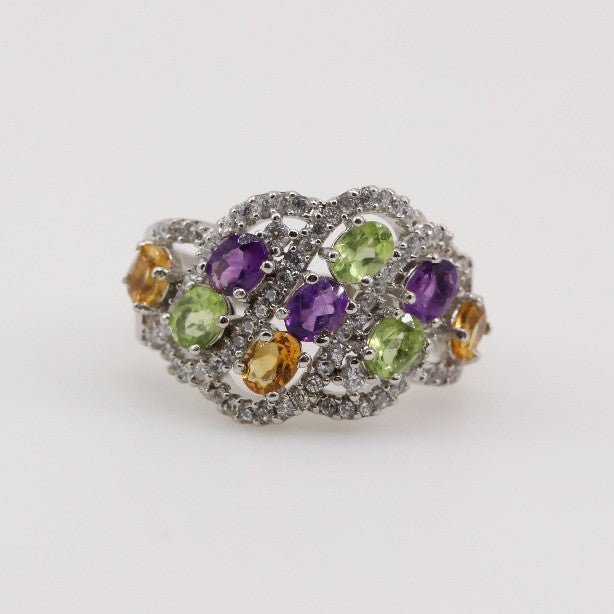 Anillo de Amatista, Citrino, Peridoto y cubic zirconia - Anillos