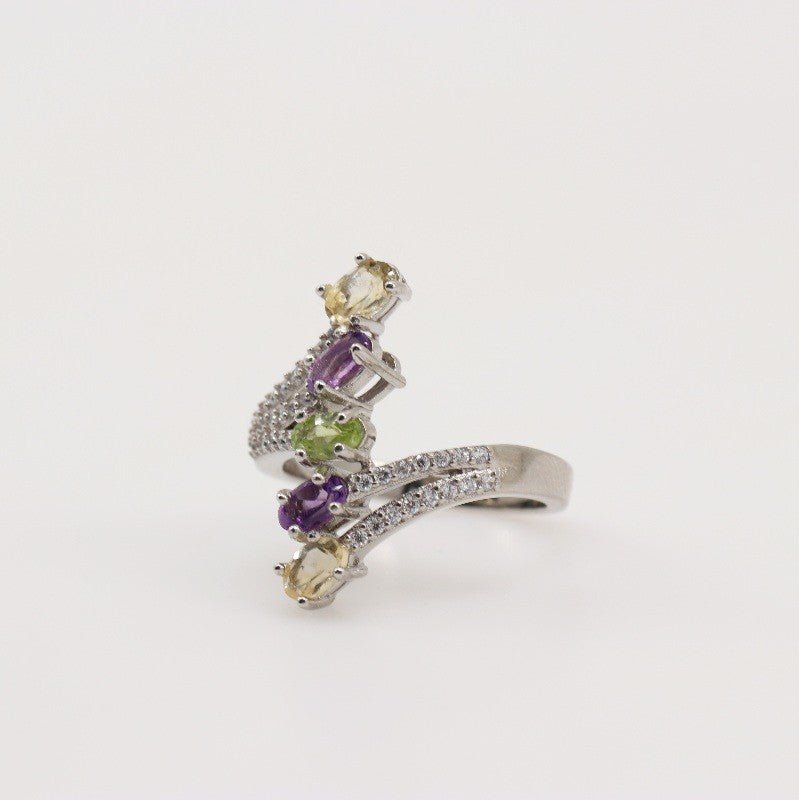 Anillo de Amatista, Citrino, Peridoto y cubic zirconia - Anillos