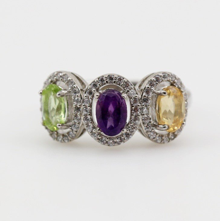 Anillo de Amatista, Citrino, Peridoto y cubic zirconia - Anillos
